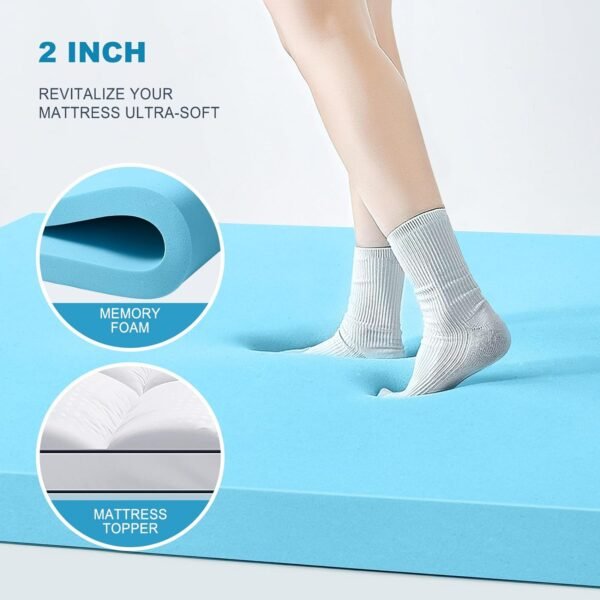 Twin XL Size Dual Layer 4 Inch Memory Foam Mattress Topper, 2 Inch Gel Memory Foam and 2 Inch Cooling Pillow Top Mattress Pad Cover for Back Pain, Medium Support - Image 4