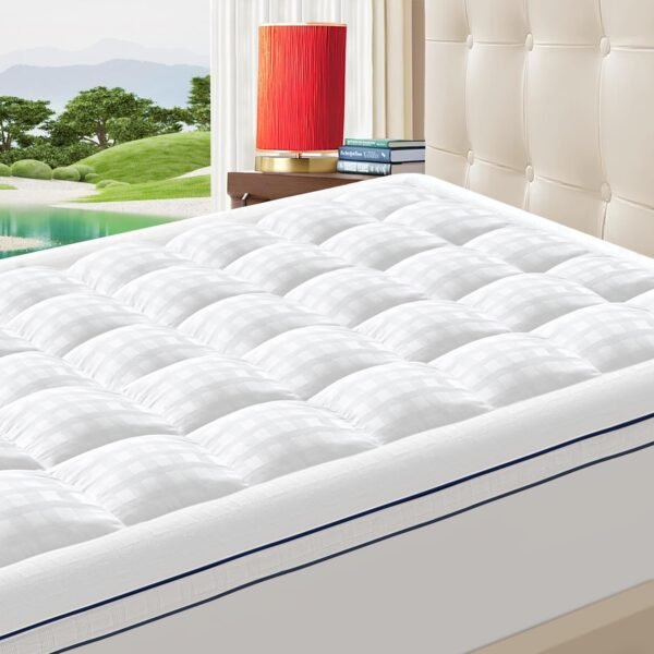 Mattress Topper for Back Pain Relief, Extra Thick Mattress Pad Pillowtop, Soft Cotton Cover with 8"-21" Deep Pocket, 1300gsm Overfilled Down Alternative Filling (Cotton White, Twin XL)