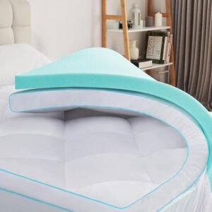 Dual Layer 4 Inch Twin Size Mattress Topper, 2 Inch Cooling Gel Memory Foam Plus 2 Inch Down Alternative Pillow Top with 8-21 Inch Deep Pocket