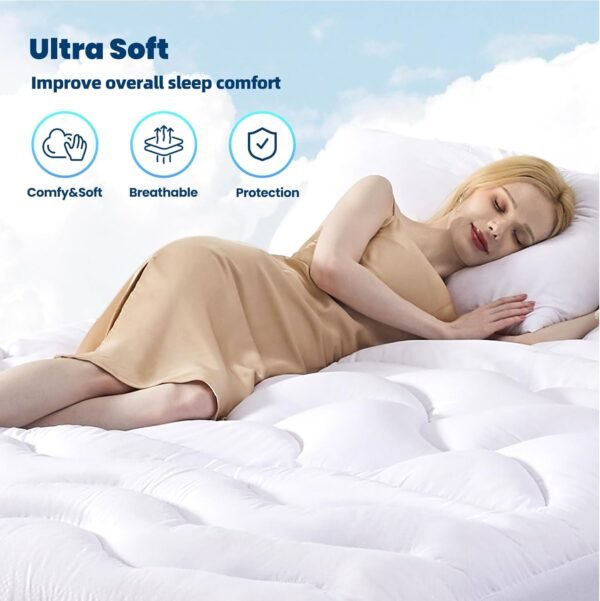 BDEUS Twin XL Mattress Topper, Mattress Protector for College Dorm, Breathable Dorm Bed Topper with Deep Pocket, College Dorm Room Essentials, Extra Long Twin Mattress Pad - 39"x80" White - Image 8