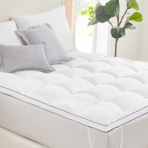 L’AGRATY Mattress Topper Twin XL – Cooling Pillow Top Mattress Topper Twin XL Size Extra Thick Plush Bed Topper Down Alternative Overfilled Soft Mattress Pad for Back Pain