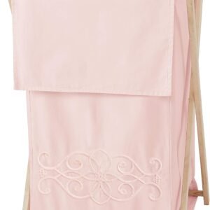 Sweet Jojo Designs Pink Boho Bohemian Baby Kid Clothes Laundry Hamper – Solid Color Blush Shabby Chic Princess Luxurious Luxury Elegant Vintage Designer Boutique Victorian Cotton Embroidered Medallion