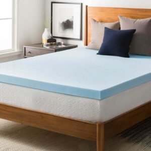Clara Clark Memory Foam Mattress Topper – 3 Inch King Mattress Topper, Ventilated Design & Cooling Gel Infused Mattress Pads for Sleeper, College Dorm Room Essentials Mattress Topper King Size 3″