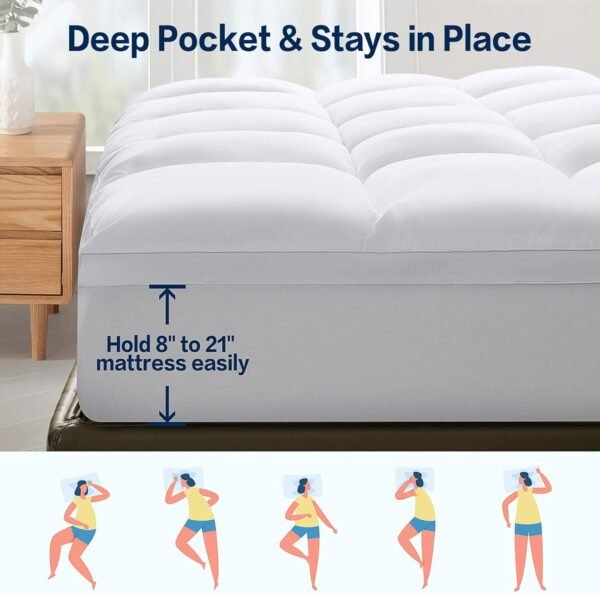 SOPAT Mattress Topper Twin XL Size Extra Thick Mattress Pad 8-21" Deep Pocket Soft Down Alternative Fill Mattress Protector Pillow Top Mattress Cover (39x80 Inches, White) - Image 6
