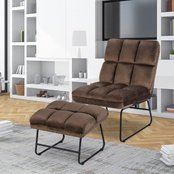 Giantex Massage Chair with Ottoman, 5 Vibration Modes & 4 Massage Motors, Tapping for Back & Lumbar, Velvet Sofa with Remote Control, Side Pocket, Electric Massage Couch for Living Room Bedroom Balcon - Image 9