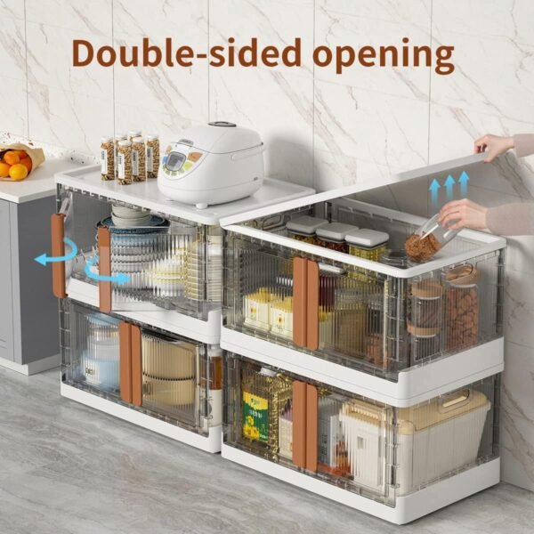 Storage Cabinet - Room Organizer, Plastic Shelves Organizer, Storage Bins with Lids, Collapsible Outdoor Storage Box, 19 Gal Office Organization, Stackable Bookshelf, 4 Pack Cube Storage Organizer - Image 4