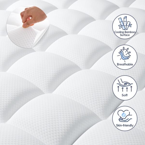 ELEMUSE Dual Layer 3 Inch Memory Foam Mattress Topper Twin XL, Dorm Room 2 Inch Cooling Gel Memory Foam Plus 1 Inch Down Alternative Pillow Top Mattress Pad, College Essential, Soft Comfort Support - Image 3