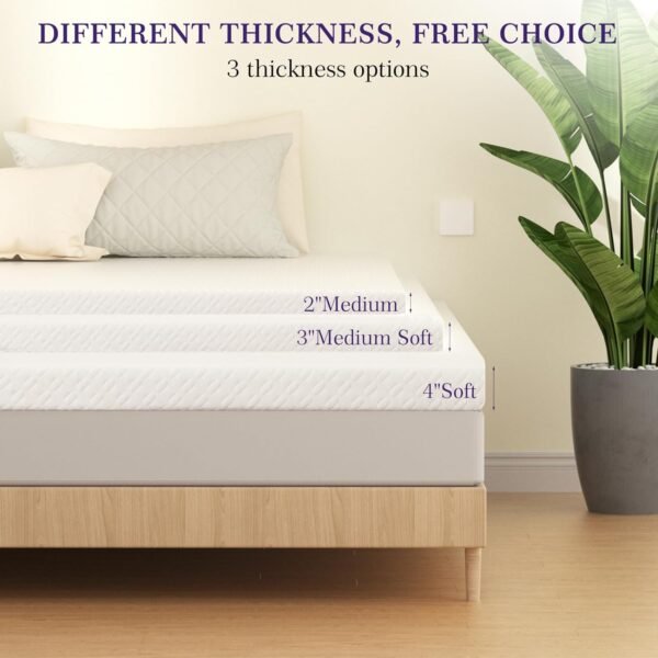 Full Mattress Topper, 2 Inch Memory Foam Mattress Topper, Bed Topper for Pressure Relief, Breathable Mattress Pad with Removable & Washable Bamboo Cover, CertiPUR-US - Image 9