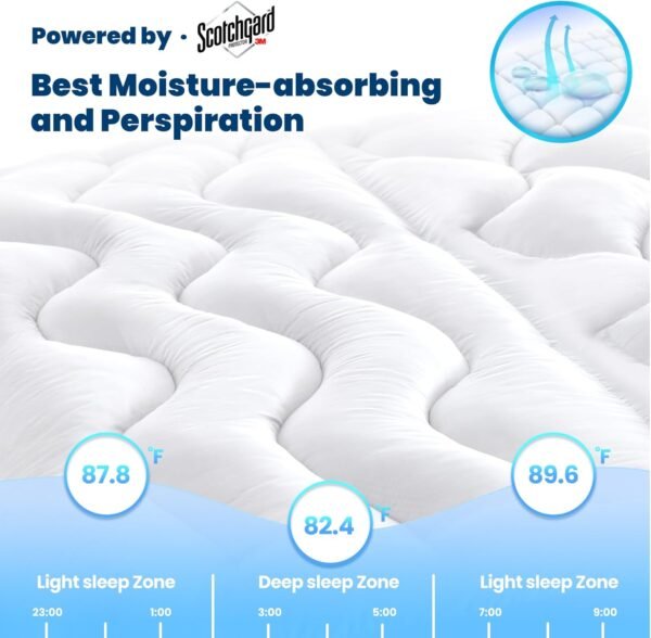 BDEUS Twin XL Mattress Topper, Mattress Protector for College Dorm, Breathable Dorm Bed Topper with Deep Pocket, College Dorm Room Essentials, Extra Long Twin Mattress Pad - 39"x80" White - Image 5