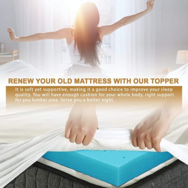 Memory Foam 2 Inch Twin XL Mattress Topper Bed Topper for College Dorm, Gel Soft Foam Mattress Pad 2 Inch, College Dorm Essentials, Single XL Gel Infused Mattress Foam Topper Bed Mattress Pad - Image 7