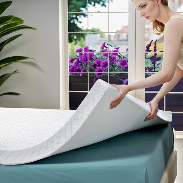 3 Inch Cooling Memory Foam Mattress Topper Twin XL College Dorm, High Density Foam Bed Topper with Washable Removable Bamboo Cover, Organic, Hypoallergenic, OEKO-TEX XL Twin Mattress Topper - Image 6