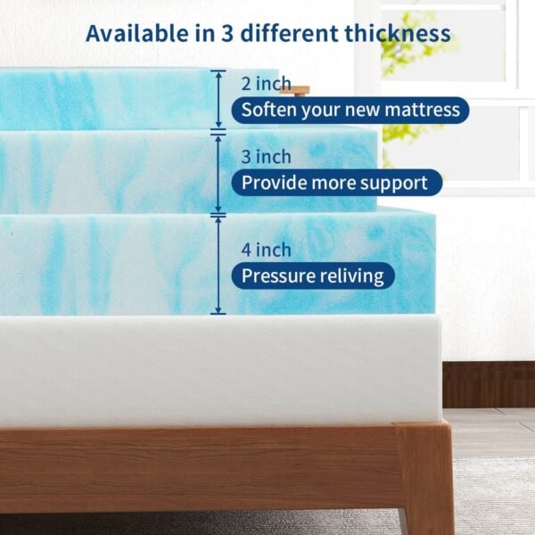 IULULU Mattress Topper, 3 Inch Twin XL Size Gel Memory Foam Bed Topper, Pressure Relief, CertiPUR-US Certified, Light Blue - Image 5
