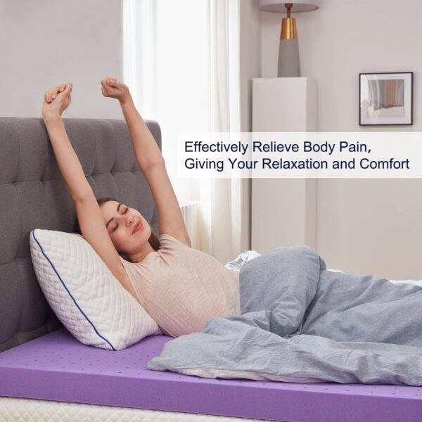 SINWEEK 2 Inch Gel Memory Foam Mattress Topper Ventilated Soft Mattress Pad, Bed Topper, CertiPUR-US Certified, Twin Size, Purple - Image 6
