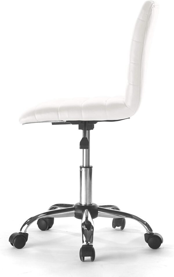 Faux Leather Rolling Office Chair, White - Image 4