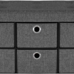 Sorbus Storage Bench Chest with Drawers – Collapsible Folding Bench Ottoman includes Cover – Perfect for Entryway, Bedroom Bench, Cubby Drawer Footstool, Hope Chest, Faux Linen (Gray)
