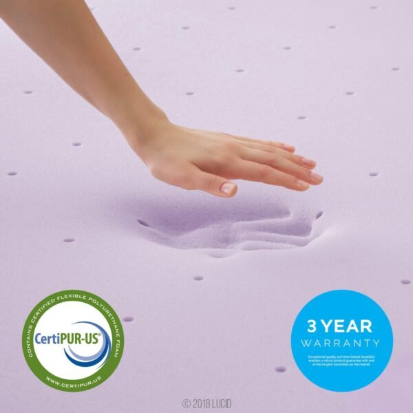 LUCID Lavender Infused Memory Foam Mattress Topper, Twin XL, 2 Inch, Ventilated Design - Lavender Topper - Image 7