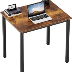 Need Small Computer Desk for Home&Office- 31.5” Length Small Writing Desk Gaming Desk Students Laptop Use, Rustic Brown Desktop & Black Frame AC3FB(8060)