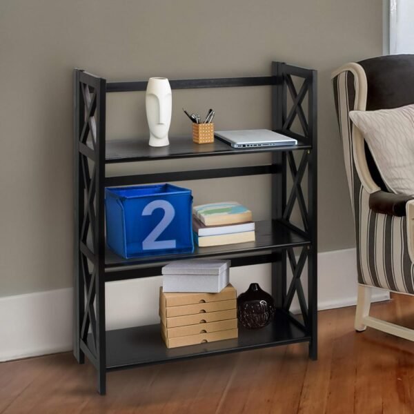 Casual Home Montego 3-Shelf Folding Bookcase, Black (New) - Image 2