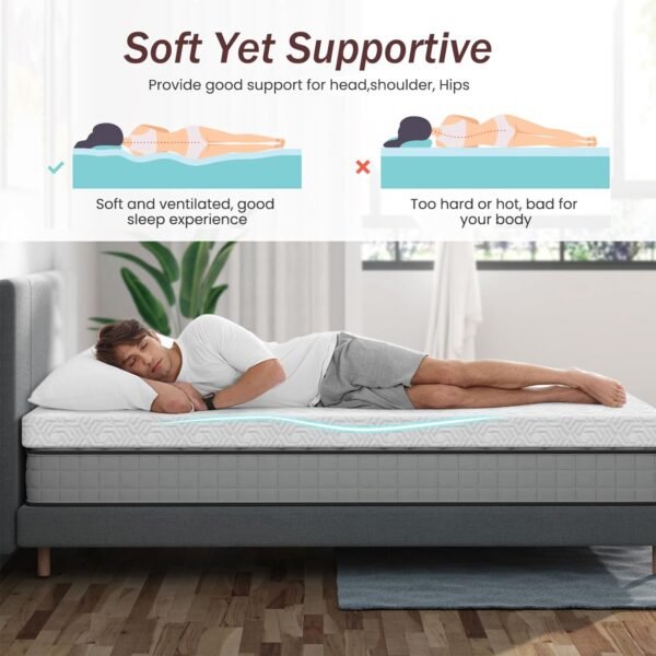 3 Inch Gel Memory Foam Mattress Topper Twin, Medium Firm Foam Mattress Topper, Plush Foam Bed Topper for Pressure Relief, Removable Cover, CertiPUR-US Certified - Image 4