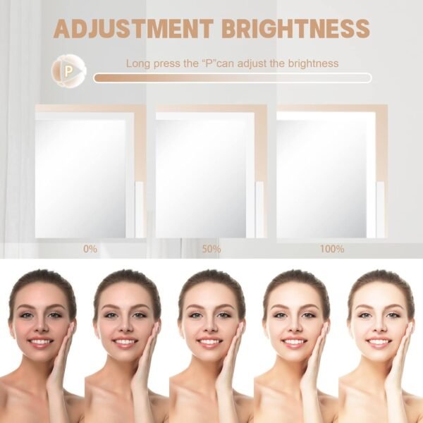 Lighted Makeup Mirror, Hollywood Vanity Mirror with Lights and Detachable 10X Magnification Mirror, 3 Color Lights, 1000mAh Rechargeable Makeup Mirror with Lights, 360° Rotation, Touch Control - Image 2