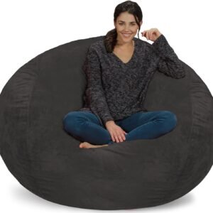 Chill Sack Bean Bag Chair Cover, 5-Feet, Ultrafur – Charcoal