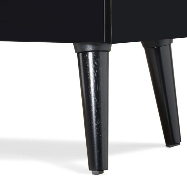 Lennox Mid-Century Side Table 2 Drawers Storage Nightstand, Matte Chrome Handle, Black - Image 7