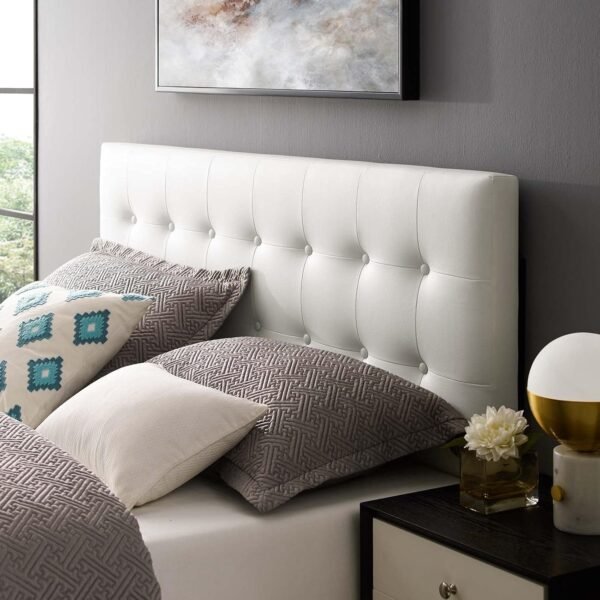 Modway MOD-5173 Emily Tufted Button Faux Leather Upholstered Full Headboard in White - Image 2