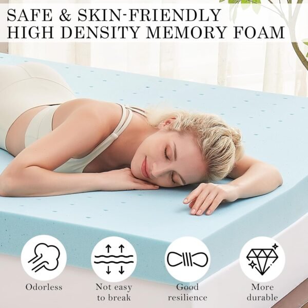 4 Inch Cooling Mattress Topper Twin XL - Memory Foam Mattress Topper - High Density Cooling Mattress Topper - Upgraded Memory Foam Mattress - Soft Bed Topper - CertiPUR-US and OEKO-TEX Certified - Image 3