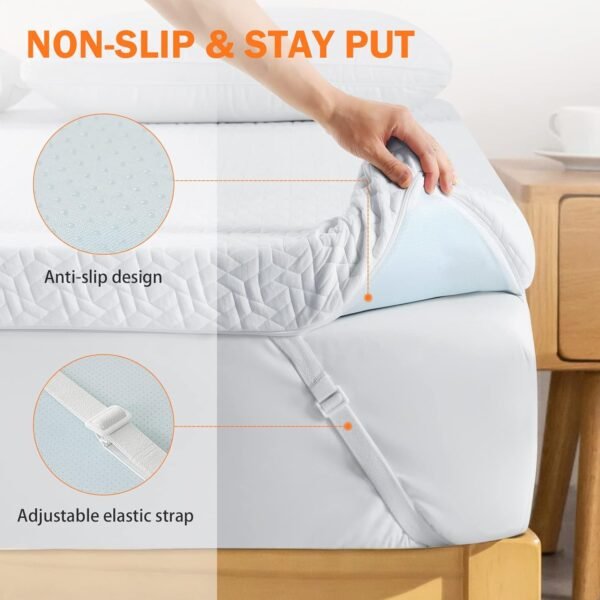 bedluxury 3 Inch TwinXL Size Cooling Mattress Topper Gel Memory Foam, High Density Soft Foam Mattress Pad Cover for Pressure Relief, Bed Topper with Removable Breathable Cover - Image 5