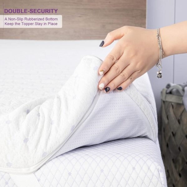 4 Inch Twin XL Mattress Topper Cover, Lavender Infused Bamboo Zippered Cover for Mattress Topper, Twin Extra Long Adjustable Straps, Removable and Washable - Image 5