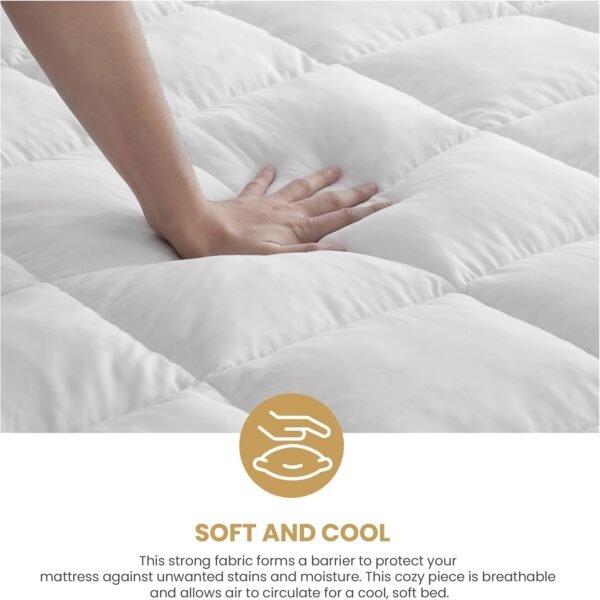 Superior Mattress Topper, Down Alternative, 2 Inch Deep Sized Bed Pillow Top, Comfort Pad, Fluffy Mattress-Topper Protector, Plush Cooling Extra Soft, Hotel Quality, All-Season, Twin XL, White - Image 4