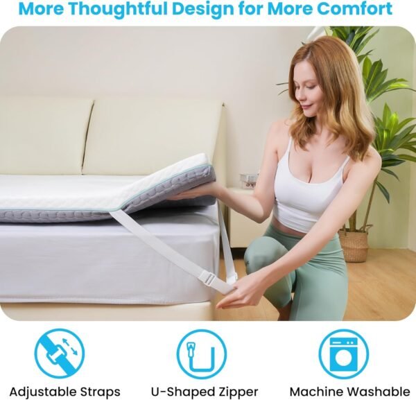 3 Inch Firm Twin XL Mattress Topper for College Dorm, Re:flip Memory Foam Bed Topper with Soft & Firm Options for Pain Relief, Mattress Topper with 2-Sided Cover, CertiPUR Certified, Dorm Bed - Image 7