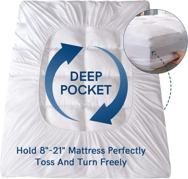 ELEMUSE Cooling Twin XL Mattress Topper for College Dorm, Thick Extra Long Twin Mattress Pad Cover, Plush Breathable Pillowtop with 8-21 Inch Deep Pocket, Overfilled 3D Snow Down Alternative Filling - Image 4
