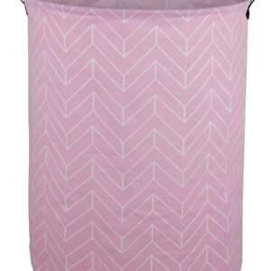 19.7″ Round Canvas Large Clothes Basket Laundry Hamper with Handles,Waterproof Cotton Storage Organizer Perfect for Kids Boys Girls Toys Room, Bedroom, Nursery,Gift Basket(Pink geometry)