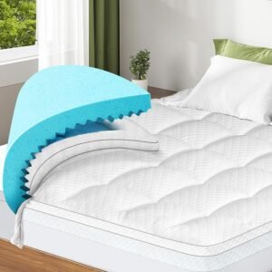 Dual Layer 4 Inch Memory Foam Mattress Topper Twin XL Size,3 Inch Egg Crate Gel Memory Foam and 1 Inch Down Alternative Pillow Top with 8-21 Inch Deep Pocket