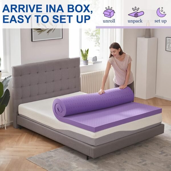 SINWEEK 2 Inch Gel Memory Foam Mattress Topper Ventilated Soft Mattress Pad, Bed Topper, CertiPUR-US Certified, Twin Size, Purple - Image 5