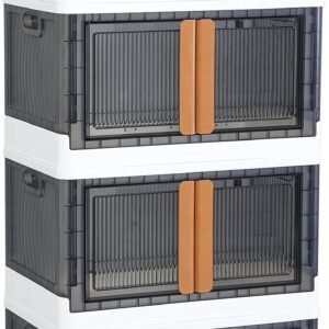 Storage Cabinet – Room Organizer, Plastic Shelves Organizer, Storage Bins with Lids, Collapsible Outdoor Storage Box, 19 Gal Office Organization, Stackable Bookshelf, 4 Pack Cube Storage Organizer