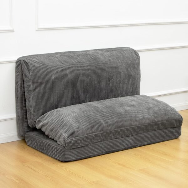 N&V Folding Matress Sofa Bean Bag, Foam Filling Sofa, Includes Removable and Machine Washable Cover, Premiun Corduroy Cover (Frost Gray), Forest Grey