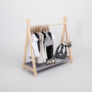 Children wardrobe, Montessori Teepee Style Clothing Rack with Storage, Shop display rack