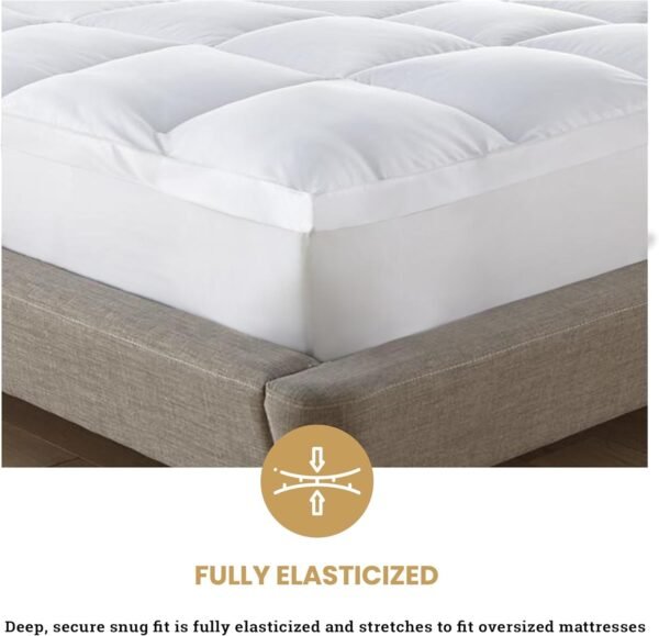 Superior Mattress Topper, Down Alternative, 2 Inch Deep Sized Bed Pillow Top, Comfort Pad, Fluffy Mattress-Topper Protector, Plush Cooling Extra Soft, Hotel Quality, All-Season, Twin XL, White - Image 5