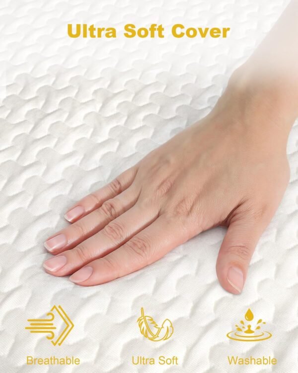 [Twin XL] Mattress Topper, 4" Mattress Topper Twin Extra Long, Memory Foam Mattress Topper Twin XL for College Dorm with Removable Cover and Straps, Gold - Image 4