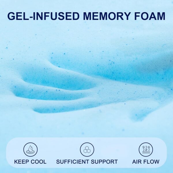 subrtex 3 Inch Memory Foam Mattress Topper Ventilated Gel Infused Bed Foam Topper, CertiPUR-US Certified, Twin XL, Blue - Image 7