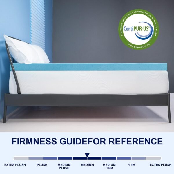 subrtex 3 Inch Memory Foam Mattress Topper Ventilated Gel Infused Bed Foam Topper, CertiPUR-US Certified, Twin XL, Blue - Image 8