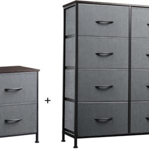 WLIVE 2 Drawer Dresser and 8 Drawer Dresser Set, Storage Tower, Organizer Unit for Bedroom, Hallway, Entryway