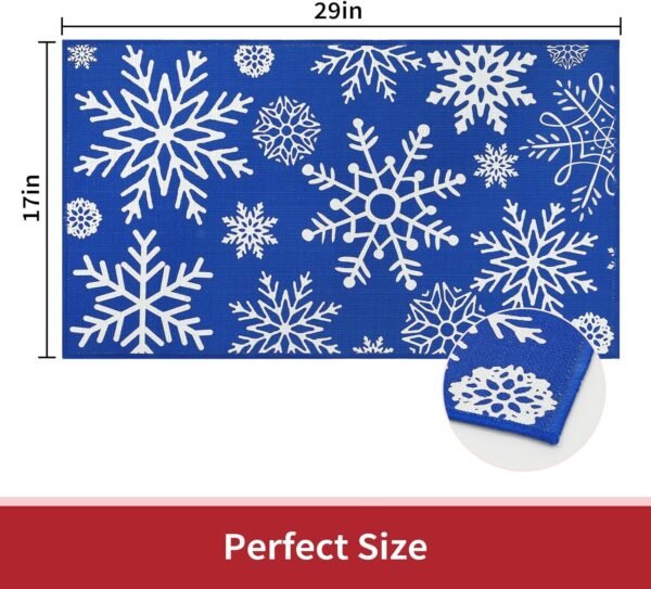 CAROMIO Door Mat Christmas Indoor Outdoor Doormat Front Door Mats Xmas Welcome Doormat Non-Slip Entry Door Rugs Washable Floor Mats for Bedroom Living Room Kitchen Nursery, 17" x 29" Blue - Image 2