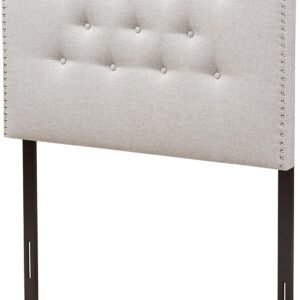 Baxton Studio Windsor Modern and Contemporary Greyish Beige Fabric Upholstered Twin Size Headboard