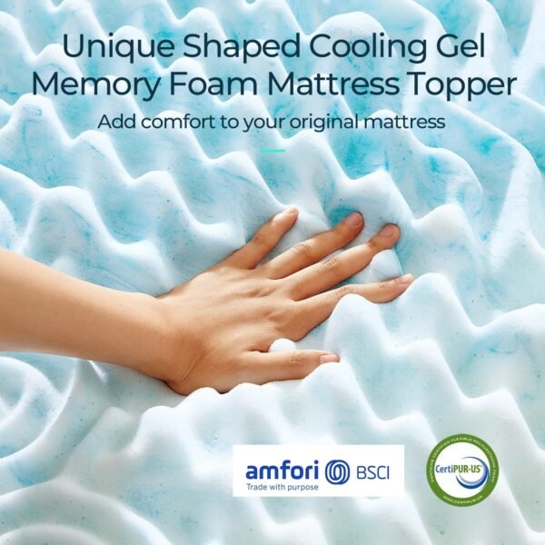 LINSY LIVING 7 Zones Twin XL Mattress Topper, 2 Inch Cooling Gel Infused Memory Foam, Soft Foam Mattress Topper XL Twin, Twin XL Size Bed Topper, CertiPUR-US Certified - Image 5