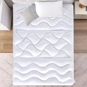 BDEUS Twin XL Mattress Topper, Mattress Protector for College Dorm, Breathable Dorm Bed Topper with Deep Pocket, College Dorm Room Essentials, Extra Long Twin Mattress Pad – 39″x80″ White