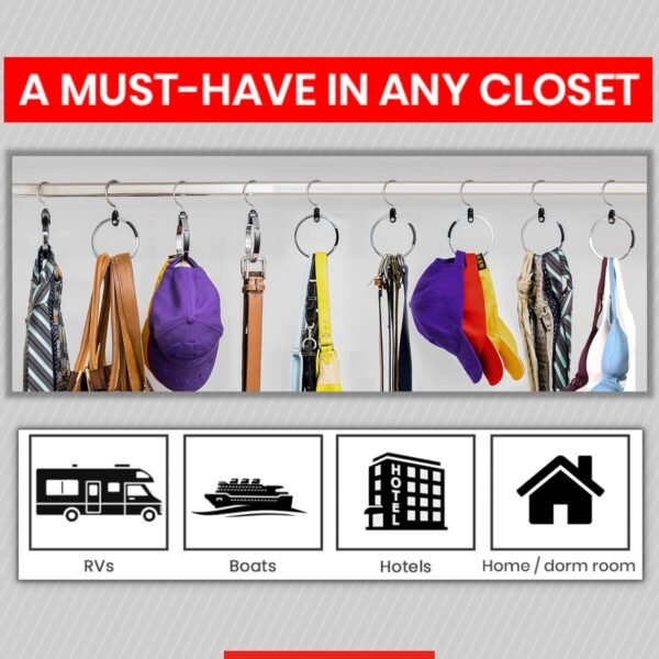 Multipurpose Closet Hanger Organizer ROLLY HANGER Great Space Saver Cut Clutter in The Closet Ideal Organizer for Belts, Baseball Hats, Ties, Scarves, Purses and Much More Versatile Hanger - Image 3