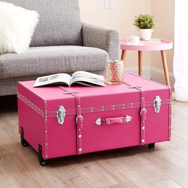 DormCo Texture® Brand Wheeled Trunk - Cherry Pink - Large - Image 4